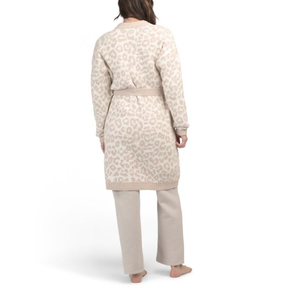 CUPCAKES & CASHMERE Coconut Milk Leopard Long Sleeve Robe With Belt And Pockets - Picture 2 of 2